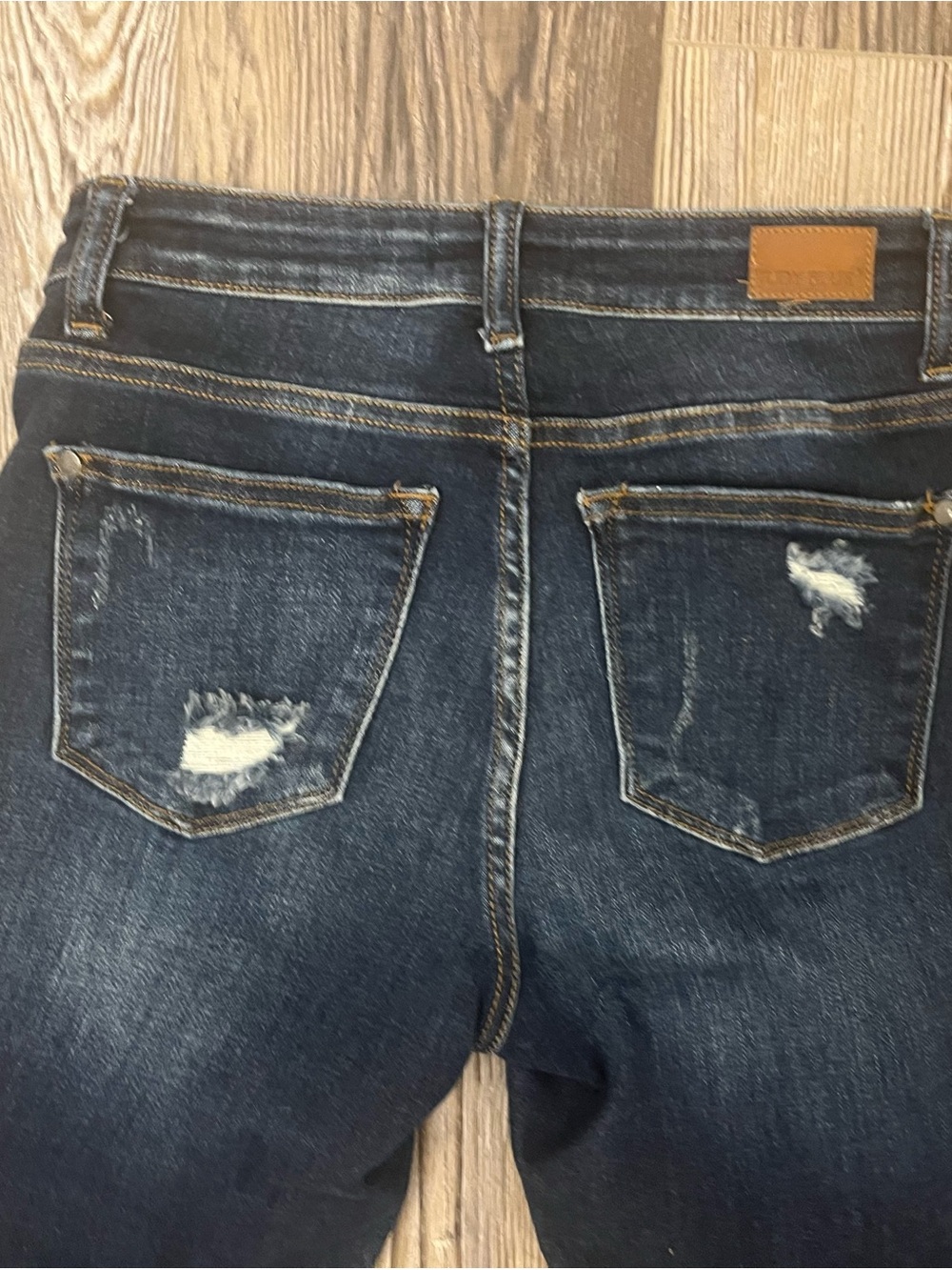 Judy Blue Dark Wash Skinny Jeans with Back Pocket Distress